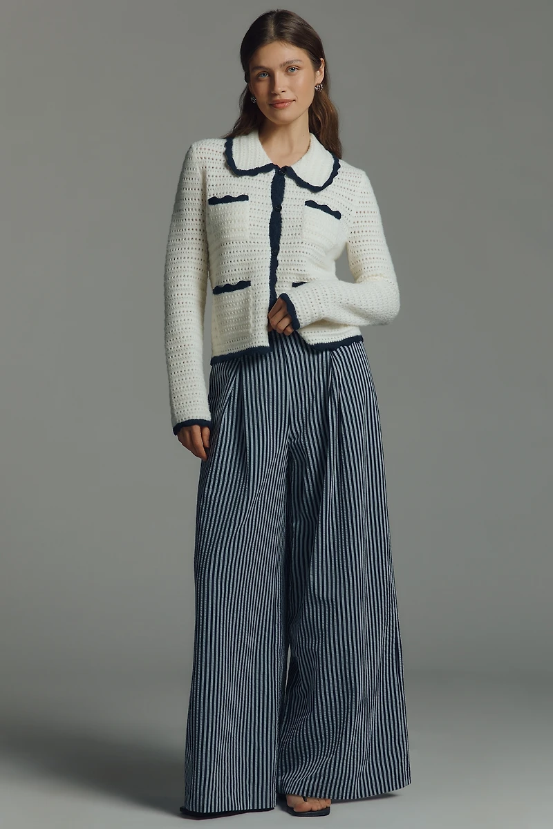 NVLT Crochet Knit Collared Jacket
