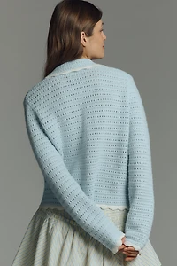 NVLT Crochet Knit Collared Jacket