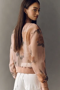 NVLT Floral Organza Bomber Jacket