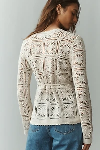 NVLT V-Neck Crochet Knit Top