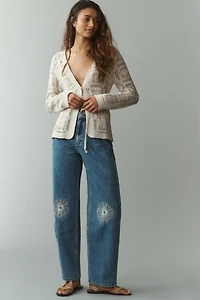 NVLT V-Neck Crochet Knit Top