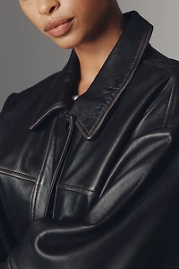 Pilcro Real Leather Bomber Jacket