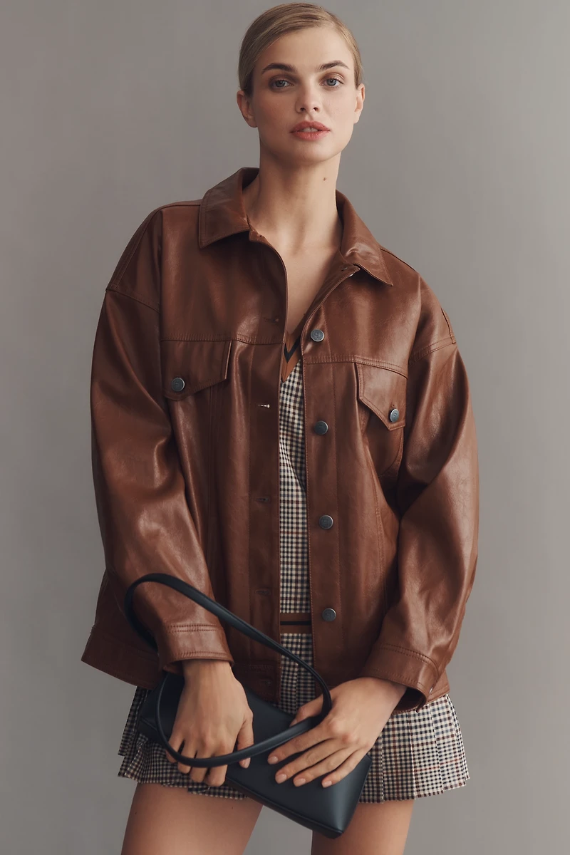 The Weston Faux Leather Boyfriend Jacket by Pilcro
