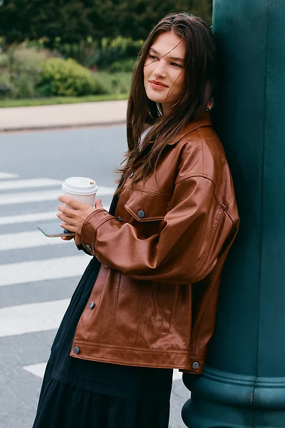 The Weston Faux Leather Boyfriend Jacket by Pilcro