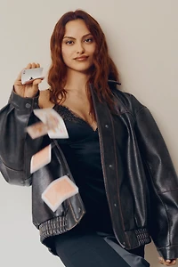 Pilcro Oversized Washed Faux-Leather Jacket