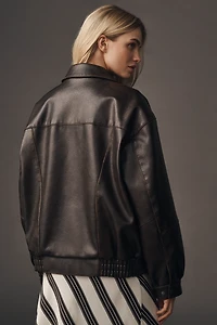 Pilcro Oversized Washed Faux-Leather Jacket