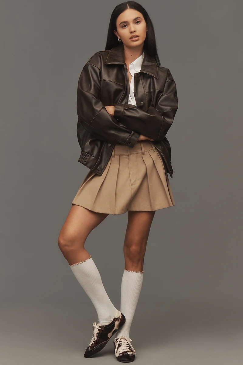 Pilcro Oversized Washed Faux-Leather Jacket