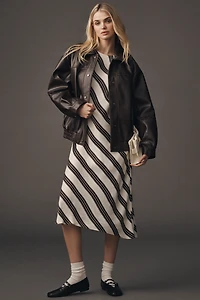 Pilcro Oversized Washed Faux-Leather Jacket