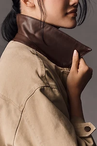 Pilcro Faux-Leather Collar Barn Jacket