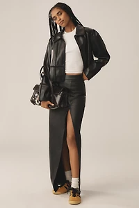 The Freya Faux-Leather Whip-Stitch Swing Jacket
