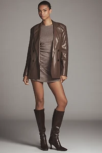 By Anthropologie Faux-Leather Crochet-Stitch Blazer