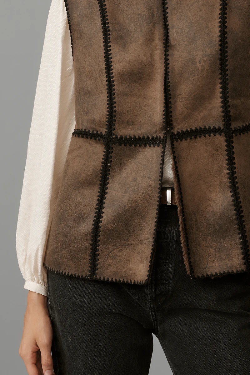 By Anthropologie Stitched Sherpa Fleece Vest