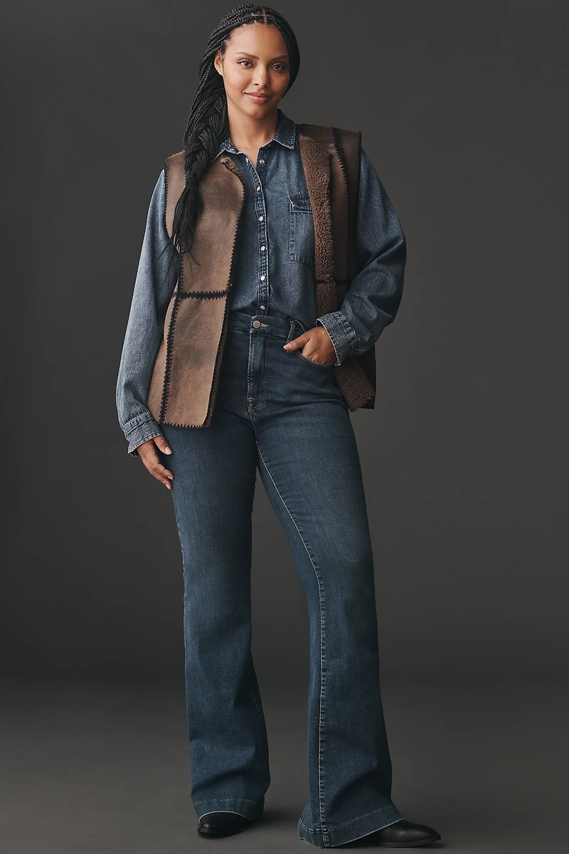 By Anthropologie Stitched Sherpa Fleece Vest