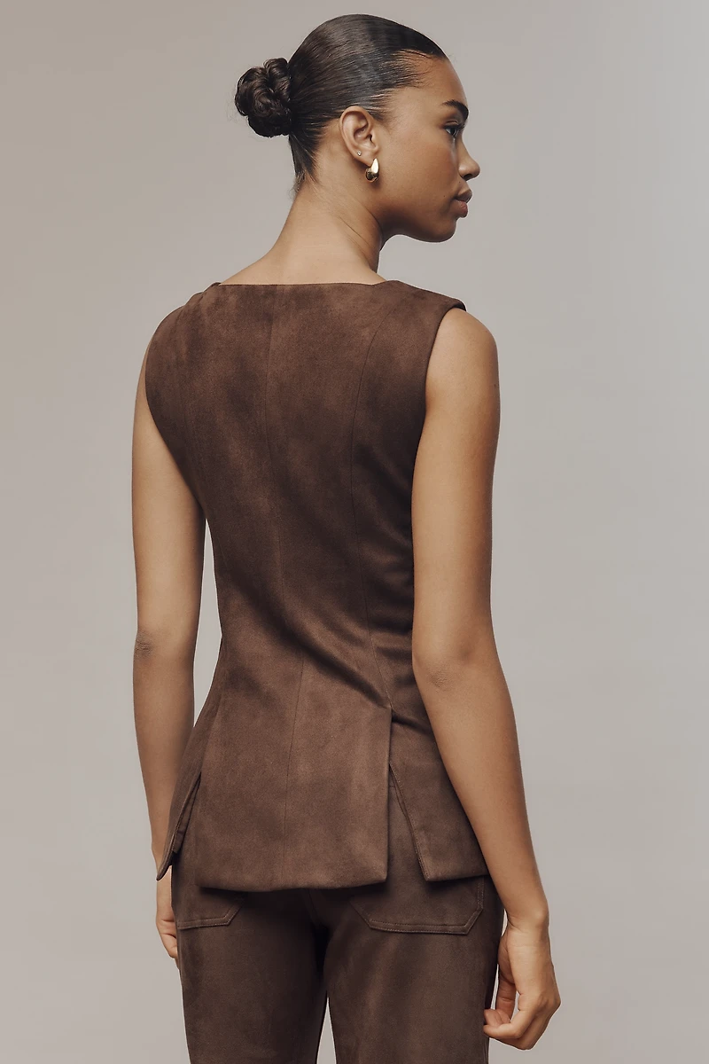 Maeve Faux-Suede Cutaway Vest