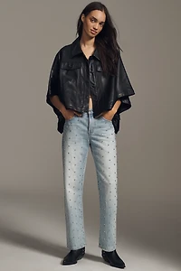 The Weston Cape Denim Boyfriend Jacket by Pilcro: Faux Leather Edition