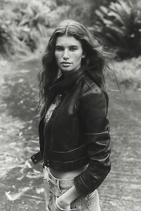 Pilcro Faux Leather Shrunken Moto Jacket