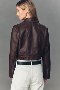 Pilcro Faux-Leather Shrunken Moto Jacket