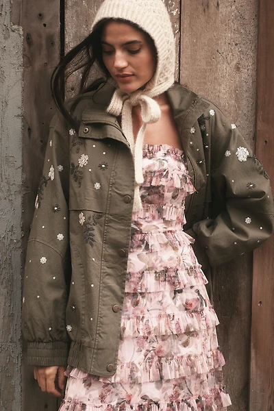 Pilcro Oversized Embellished Bomber Jacket