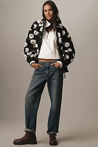 By Anthropologie Floral Sherpa Fleece Bomber Jacket