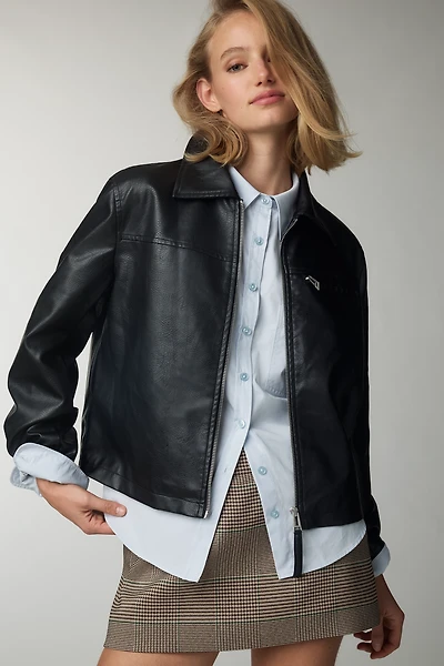 Pilcro Faux Leather Crop Moto Jacket