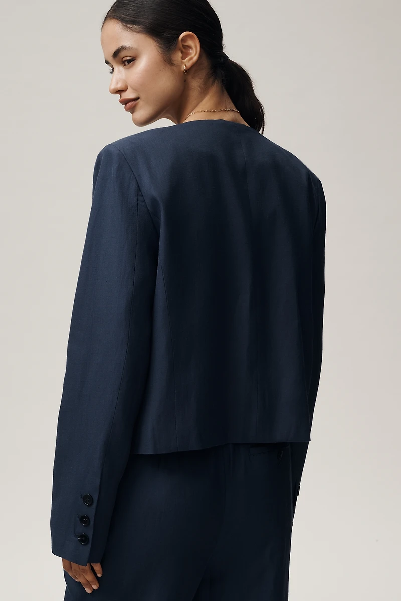 Maeve Collarless Cropped Blazer