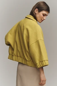 Maeve Wool Blend Boucle Bomber Jacket