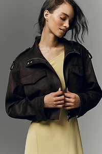 Pilcro Faux-Suede Utility Bomber Jacket