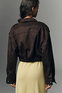 Pilcro Faux-Suede Utility Bomber Jacket