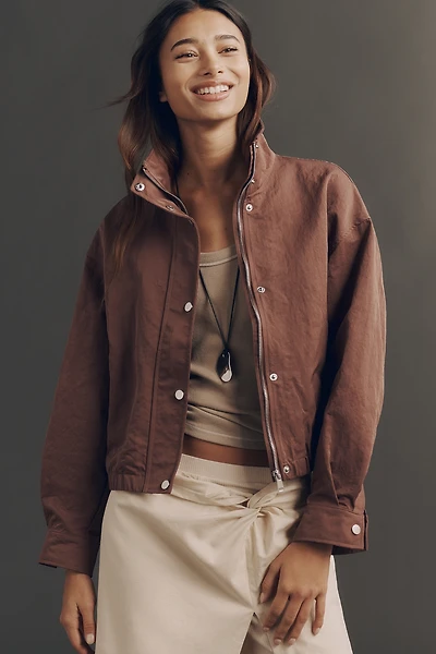 Pilcro Nylon Funnel-Neck Bomber Jacket
