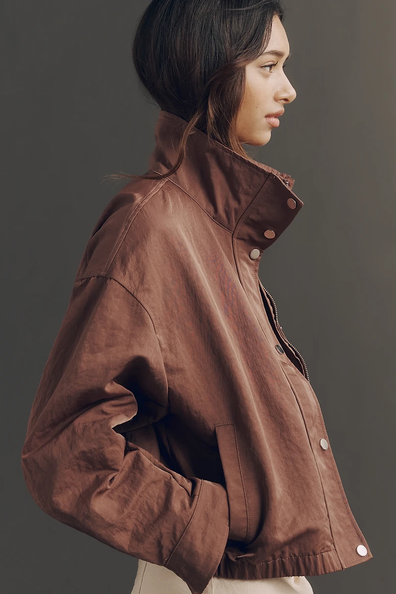 Pilcro Nylon Funnel-Neck Bomber Jacket