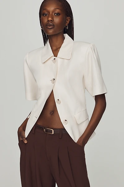 Maeve Tailored Short-Sleeve Buttondown Top