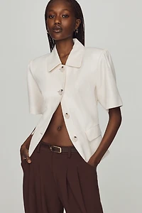 Maeve Tailored Short-Sleeve Buttondown Top