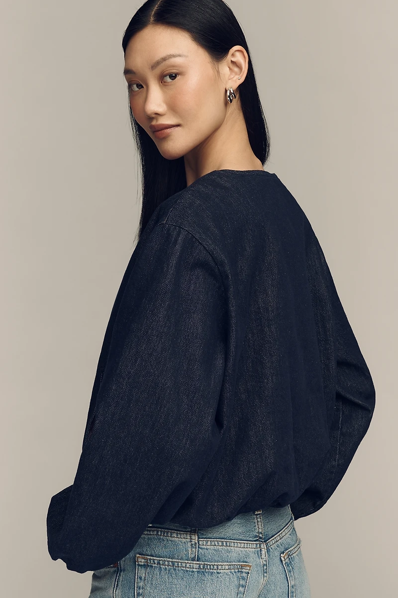 Pilcro Cotton Denim Collarless Jacket