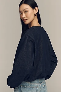 Pilcro Cotton Denim Collarless Jacket
