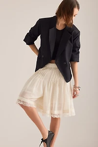 By Anthropologie Linen Scrunched Sleeve Blazer