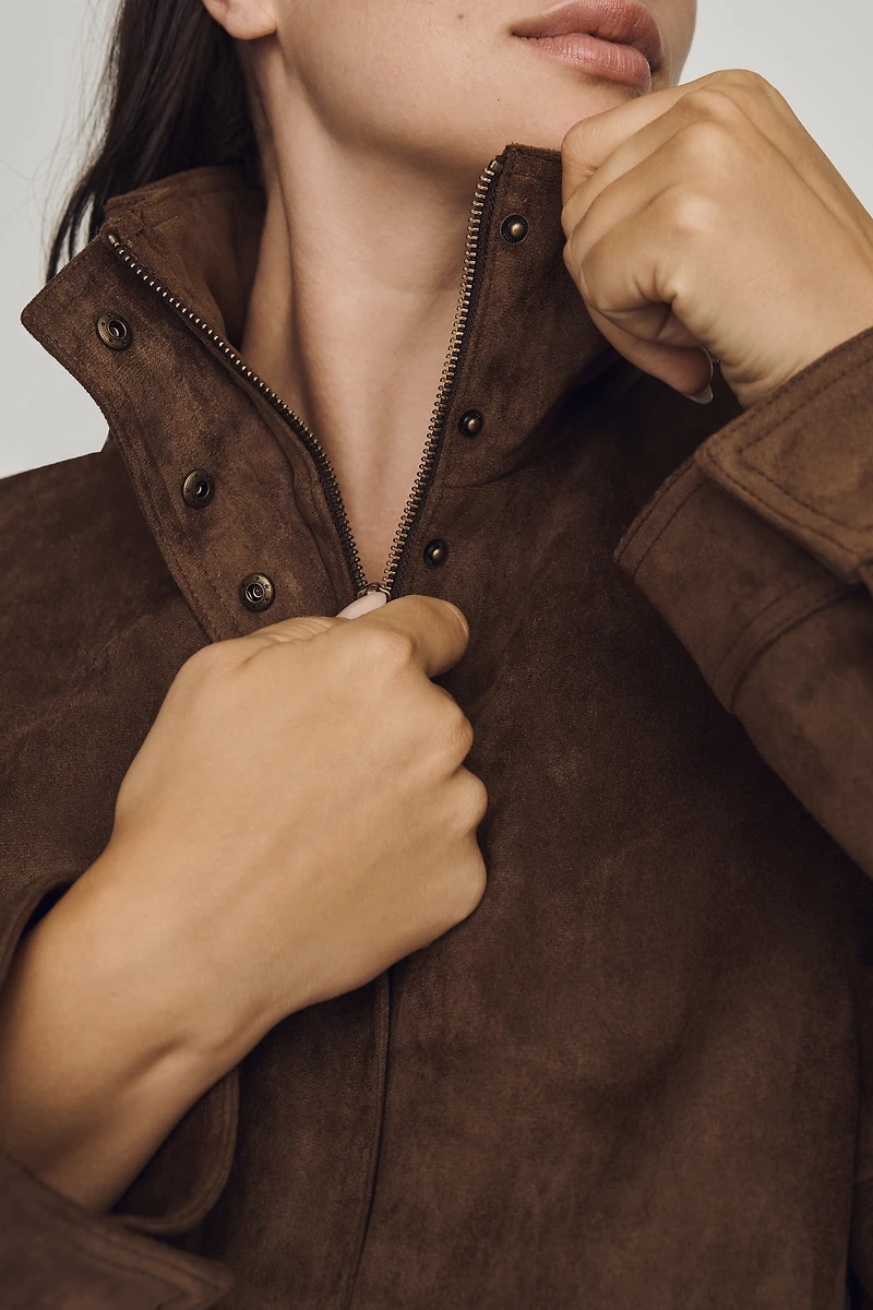 Maeve Imara Faux-Suede Funnel-Neck Jacket