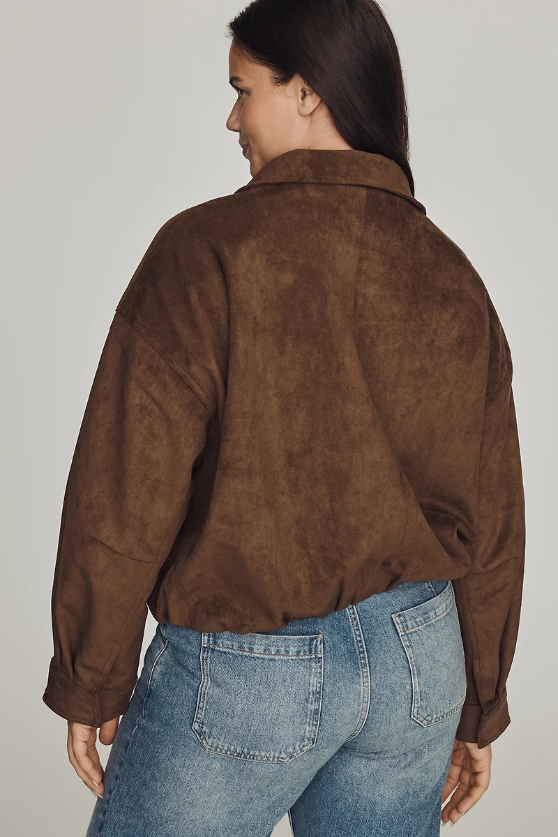 Maeve Imara Faux-Suede Funnel-Neck Jacket