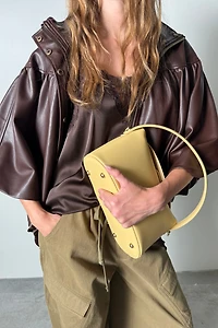By Anthropologie Faux-Leather Funnel-Neck Jacket