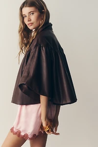 By Anthropologie Faux-Leather Funnel-Neck Jacket