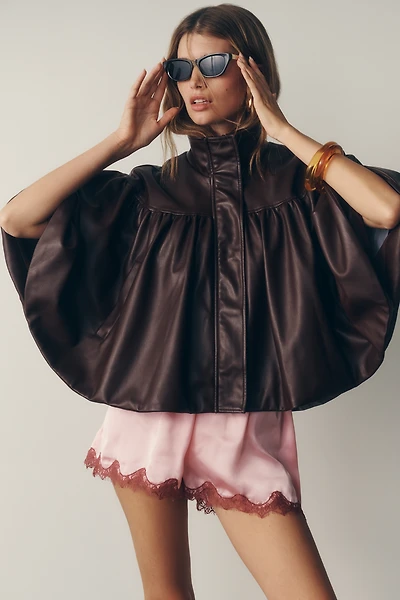 By Anthropologie Faux-Leather Funnel-Neck Jacket