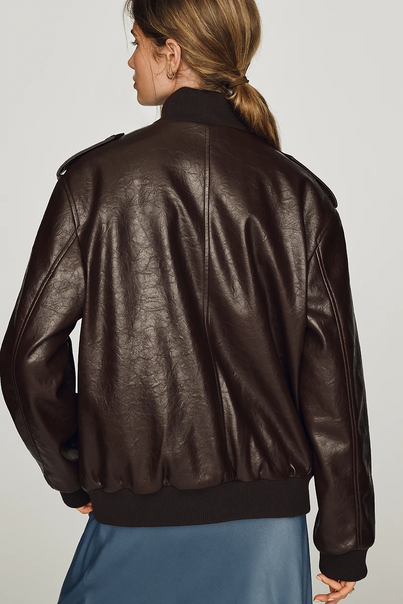 Maeve Faux-Leather Utility Jacket