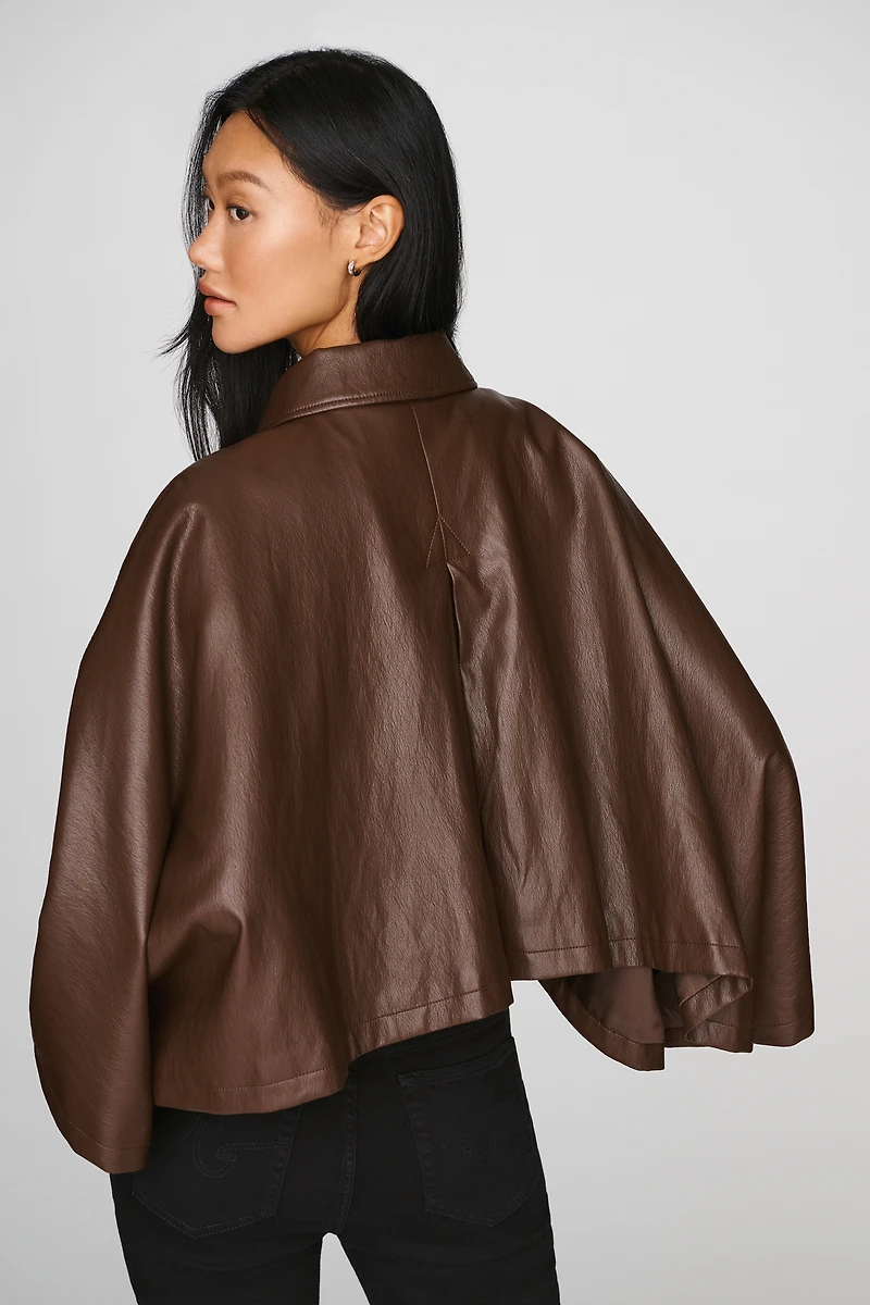 Maeve Faux-Leather Cape Jacket