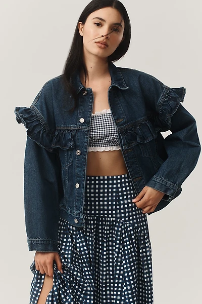 FRAME Ruffle Denim Jacket