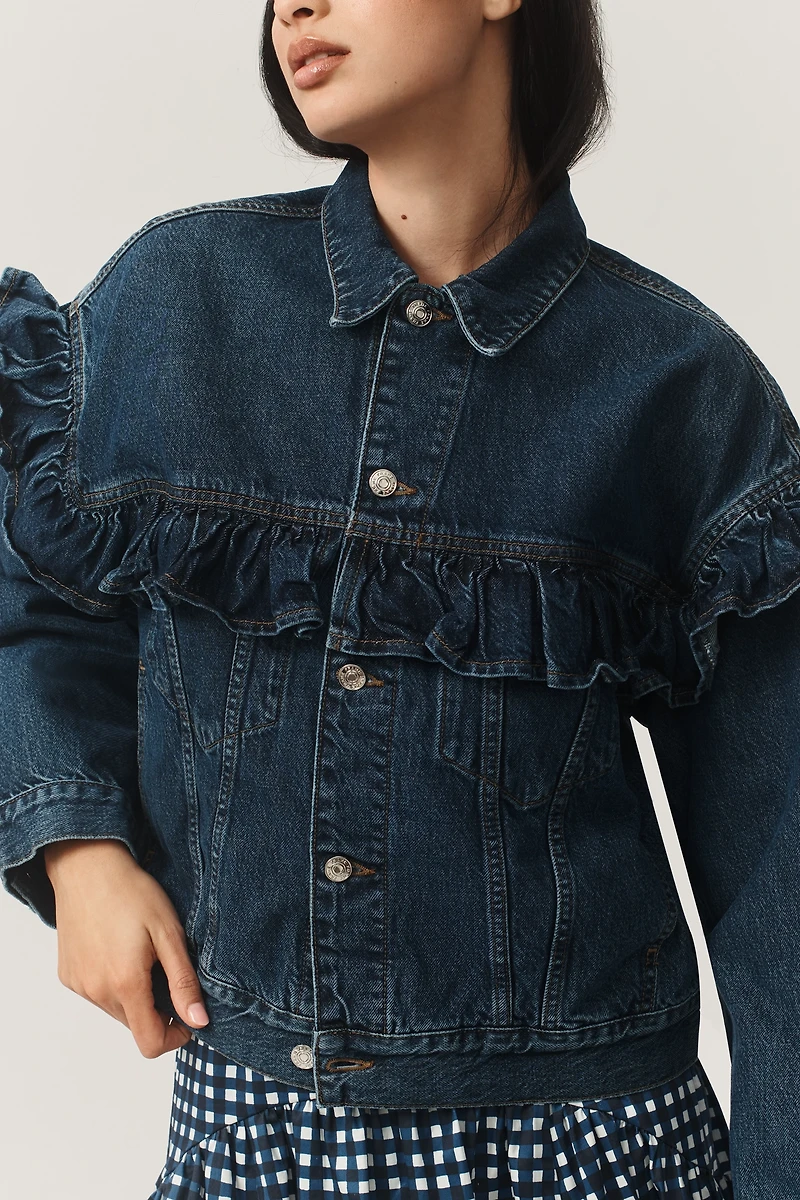 FRAME Ruffle Denim Jacket