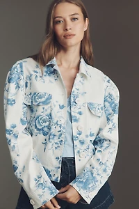 Maeve Puff-Sleeve Floral Utility Jacket