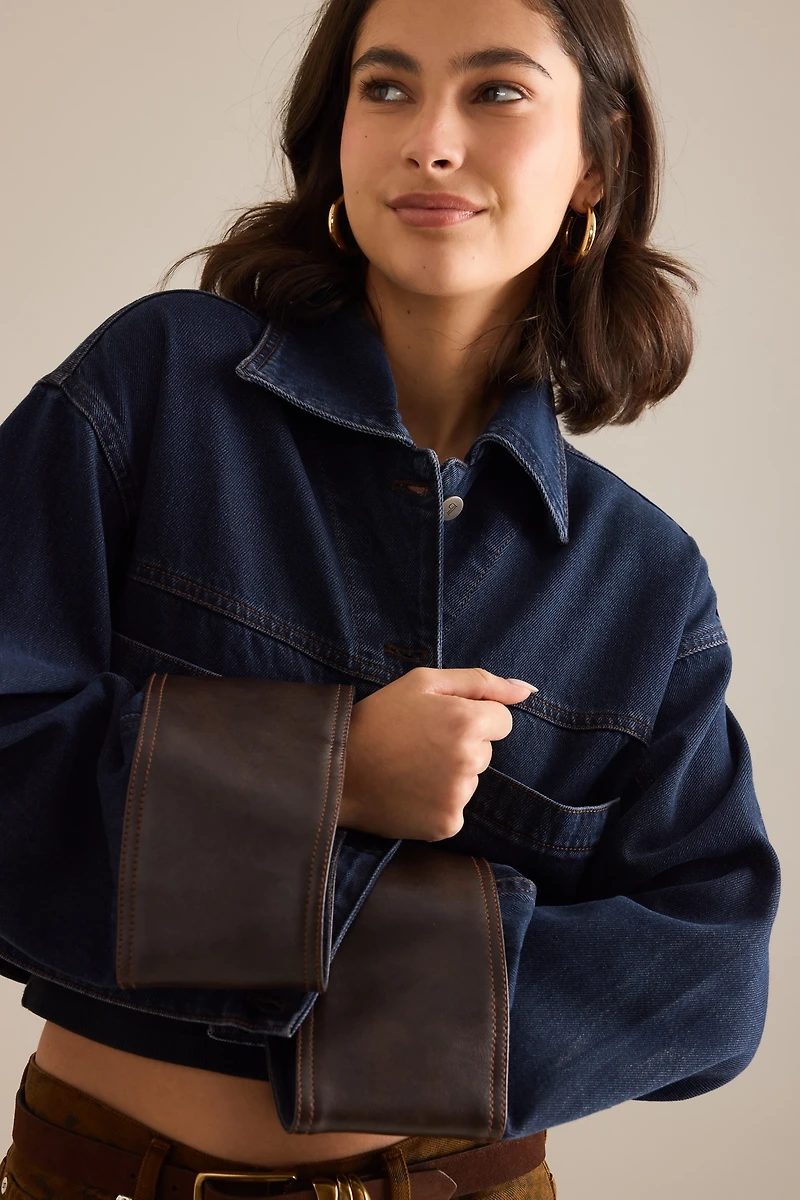 Pilcro Cuffed Crop Denim Jacket