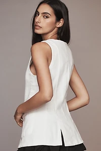 Maeve Square-Neck Cutaway Denim Vest