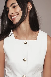 Maeve Square-Neck Cutaway Denim Vest