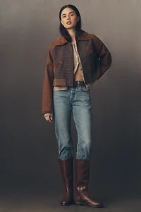 By Anthropologie Plaid Crop Utility Jacket