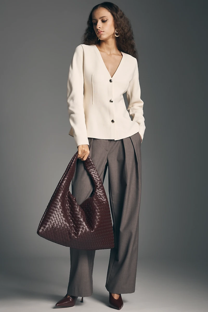 Maeve Collarless Knit Blazer